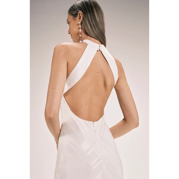 Robe Longue Tissée À Rayures Jacquard Et Col Licou