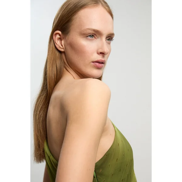 Robe Longue Tissée À Une Épaule Avec Imprimé Ombré Et Fil Métallisé Petite