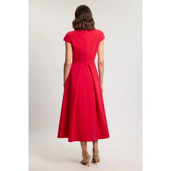 Robe Longue Évasée À Jupe Ample, Encolure Carrée Et Coupe Ajustée Petite