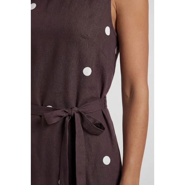 Robe Maxi D'été À Pois Avec Ceinture