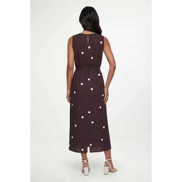 Robe Maxi D'été À Pois Avec Ceinture