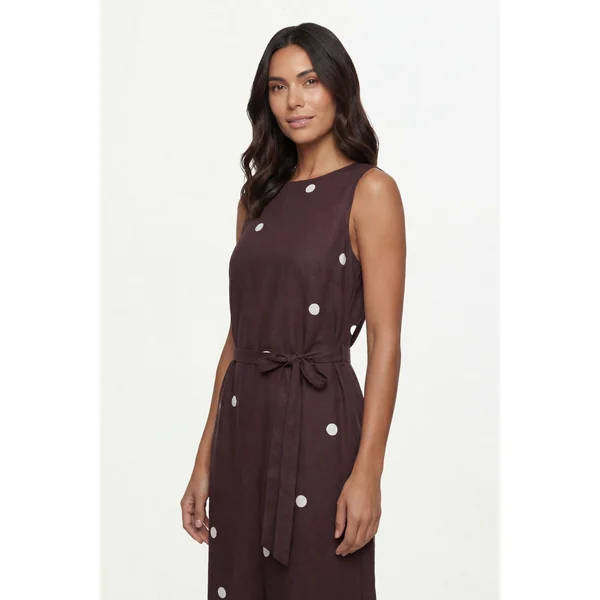 Robe Maxi D'été À Pois Avec Ceinture