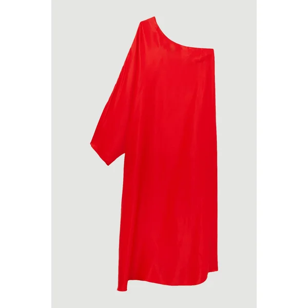 Robe maxi en satin tissé drapé d'une épaule