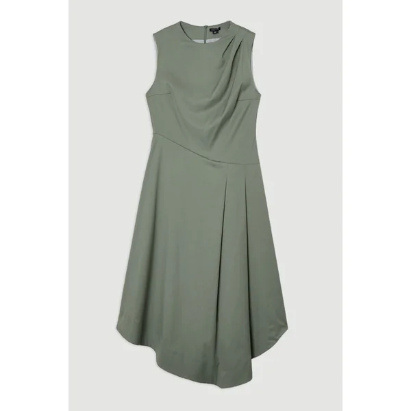 Robe midi asymétrique à corsage drapé ajusté