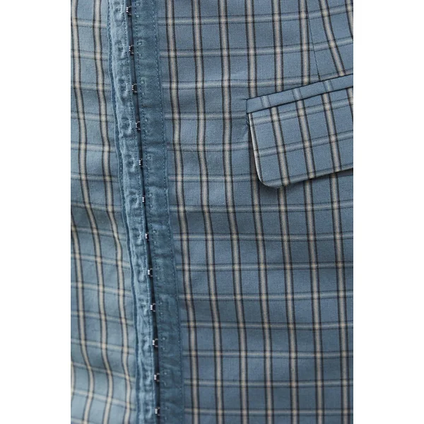 Robe Midi Bandeau Ajustée à Carreaux avec Agrafes