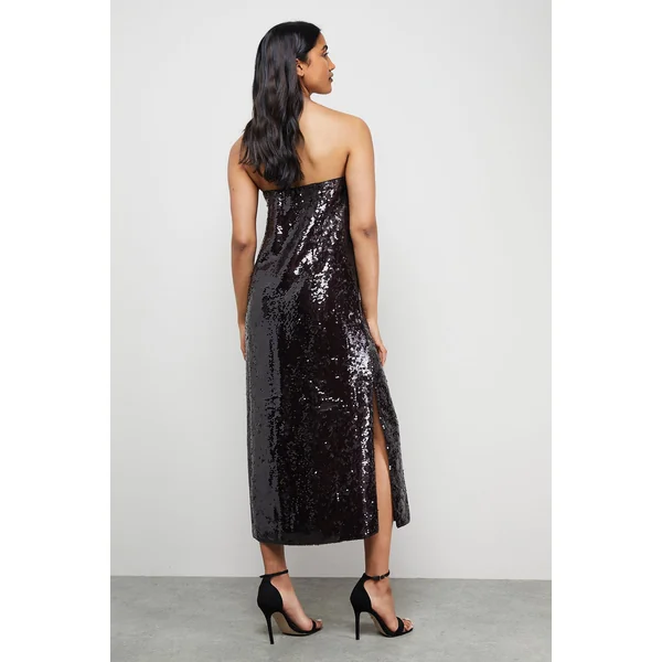 Robe Midi Bustier à Sequins