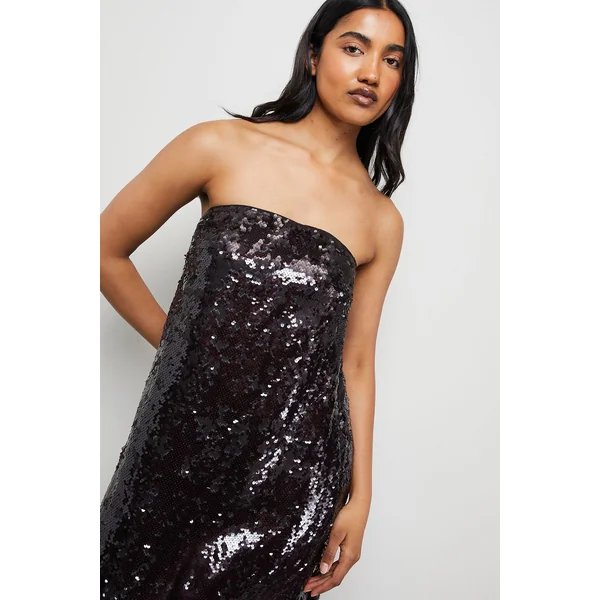 Robe Midi Bustier à Sequins