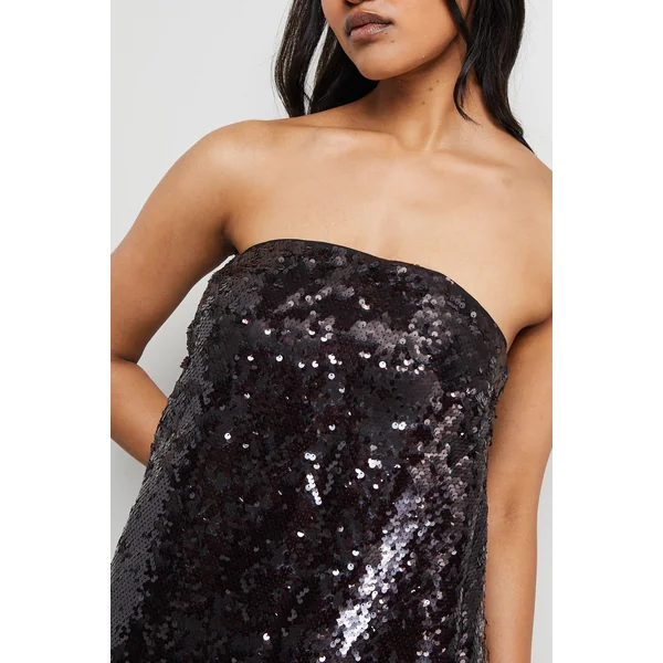 Robe Midi Bustier à Sequins