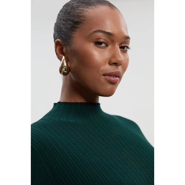 Robe Midi en Maille Mélange Viscose Taille Plus avec Détail Pressions et Fente