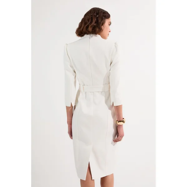 Robe Midi Forever en Crêpe Structurée Ceinturée