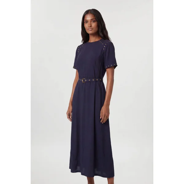 Robe Midi Tissée En Viscose Et Lin Premium Avec Détails Cloutés
