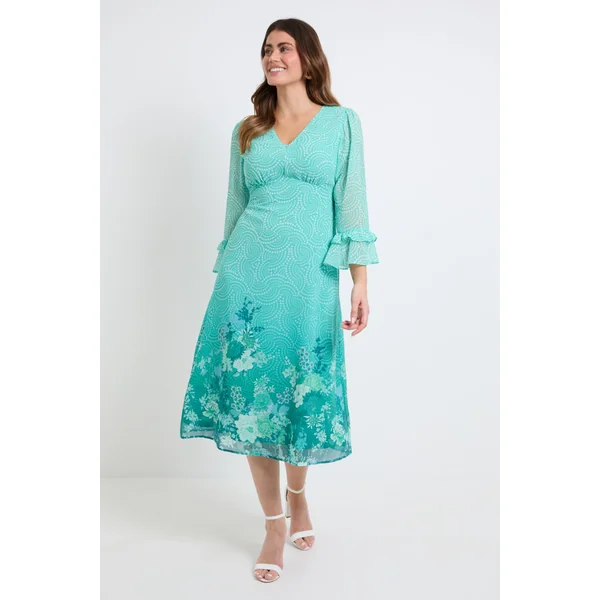 Robe Midi À Manches Évasées