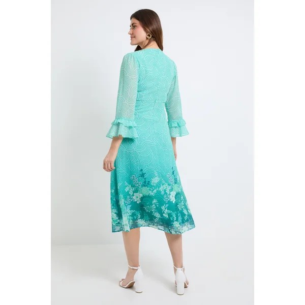 Robe Midi À Manches Évasées