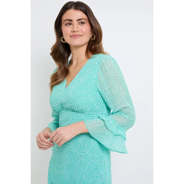 Robe Midi À Manches Évasées