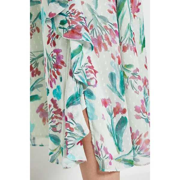 Robe Midi À Volants Et Motif Floral Dobby Petite