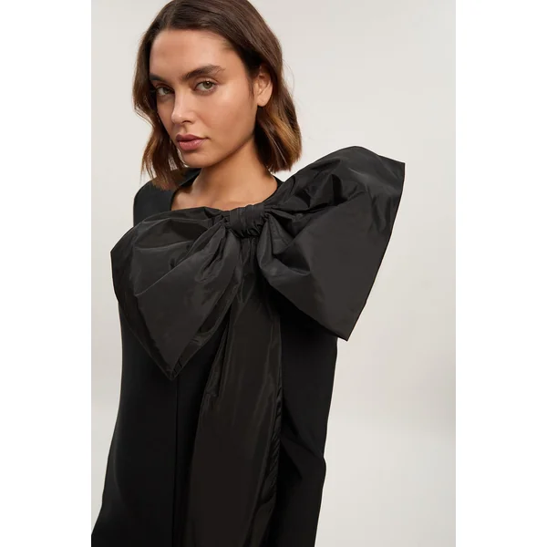 Robe Mini Tricot Bandage à Nœud en Taffetas Moulante