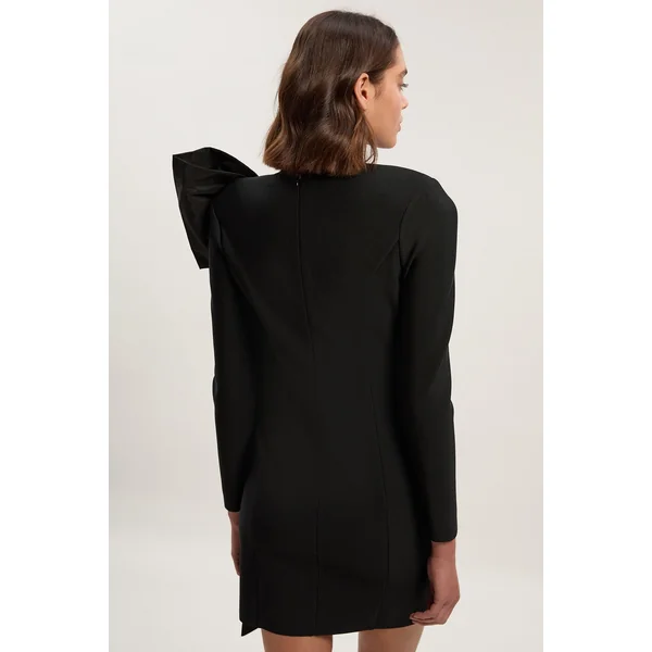Robe Mini Tricot Bandage à Nœud en Taffetas Moulante