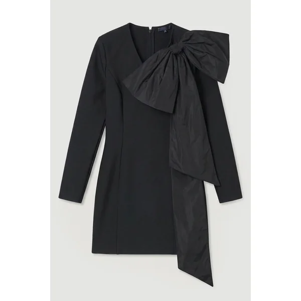 Robe Mini Tricot Bandage à Nœud en Taffetas Moulante