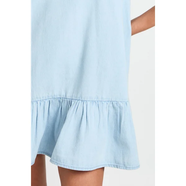 Robe Smockée Col Halter En Chambray