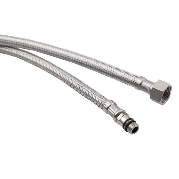 Robinet de cuisine pour évier Robinet mitigeur et pivotant, en acier chromé inoxydable, tuyau 45 cm, Couleur argent
