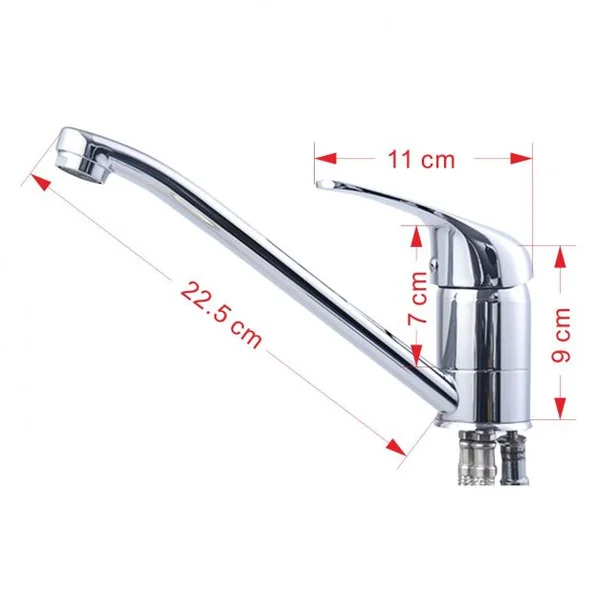 Robinet de cuisine pour évier Robinet mitigeur et pivotant, en acier chromé inoxydable, tuyau 45 cm, Couleur argent