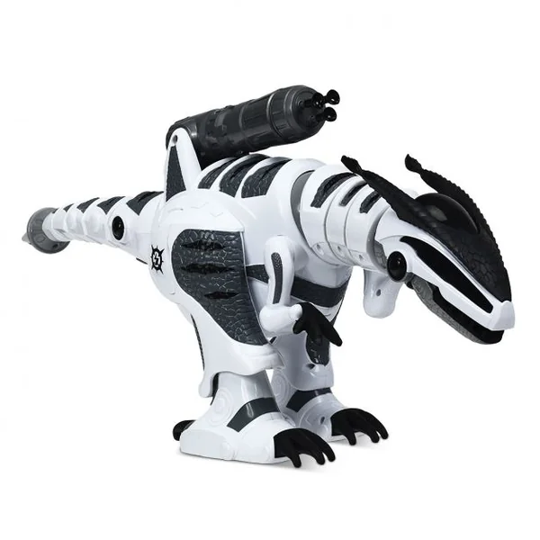 Robot Dinosaure Electrique avec 5 Missiles Sons Lumières Robot Télécommandé Batterie Lithium 3,7v 64x16x27cm Blanc