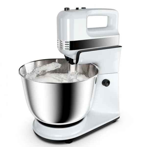 Robot Pâtissier Robot Cuisine Multifonction avec Pétrin Haut Puissance 5 Vitesses Bol 4l Accessoires 28x22x34cm Blanc