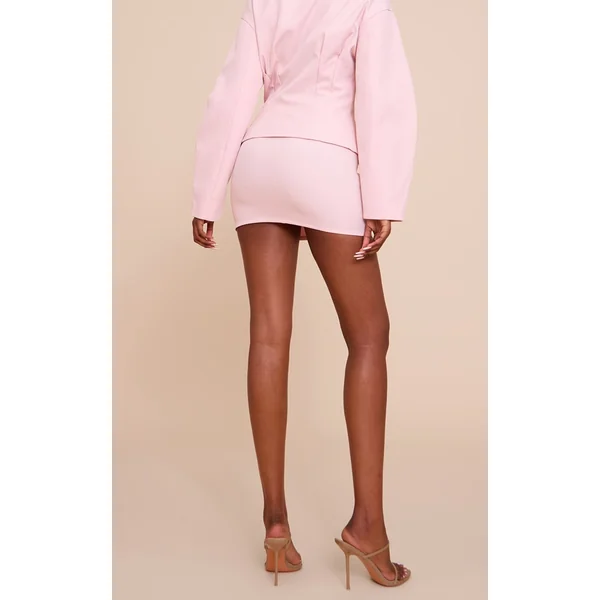 Rose Pâle Jupe Micro Mini Ajustée À Rayures Tennis Tissée Coordonnée