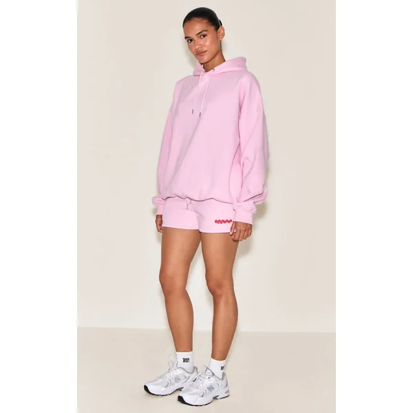 Rose Short De Jogging À Cordon Avec Logo En Relief Plt Studio