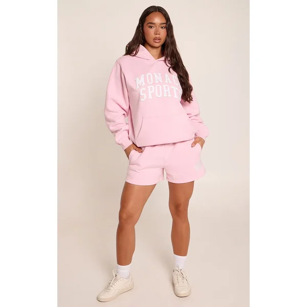 Rose Short En Molleton À Imprimé Monaco Contrasté