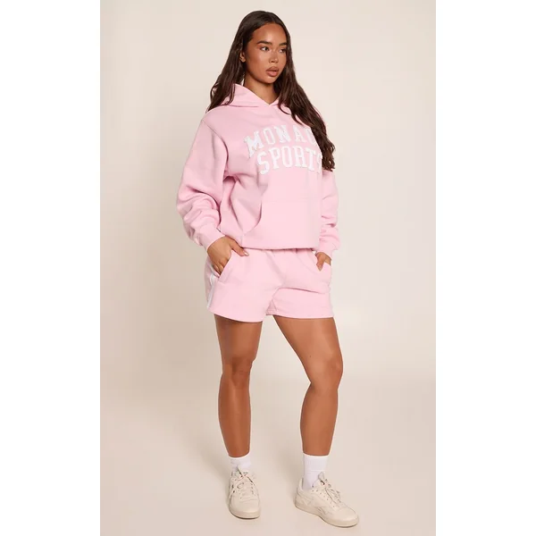 Rose Short En Molleton À Imprimé Monaco Contrasté