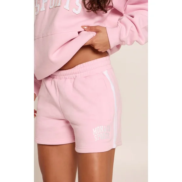 Rose Short En Molleton À Imprimé Monaco Contrasté