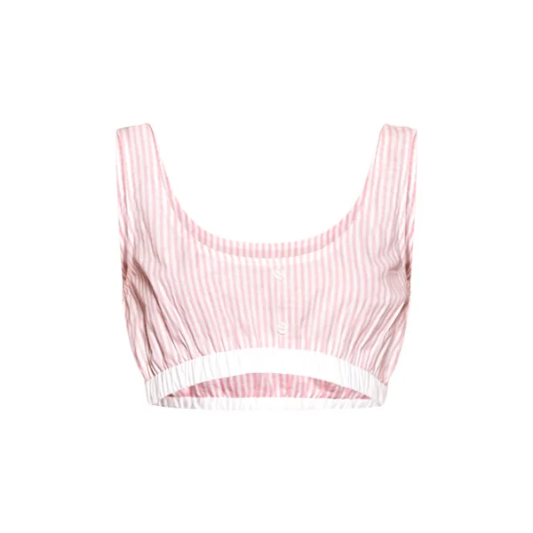 Rose Tendre Pantalon De Pyjama À Rayures Avec Cordon De Serrage À La Taille