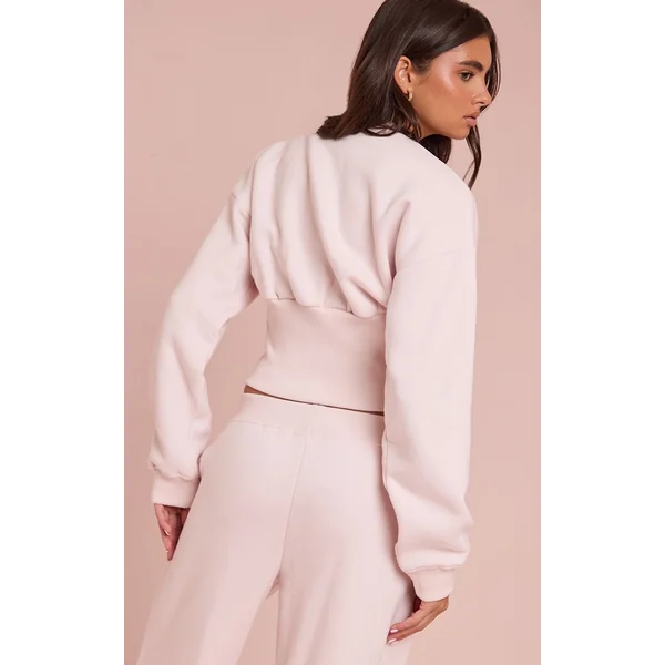 Rose Tendre Sweat-shirt Cintré À Boutons