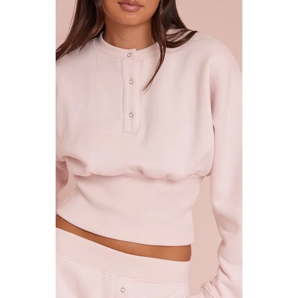 Rose Tendre Sweat-shirt Cintré À Boutons
