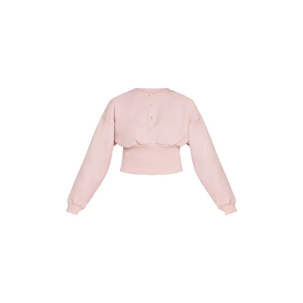 Rose Tendre Sweat-shirt Cintré À Boutons