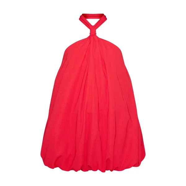 Rouge Robe Mini Bouffante Imprimée À Col Licou