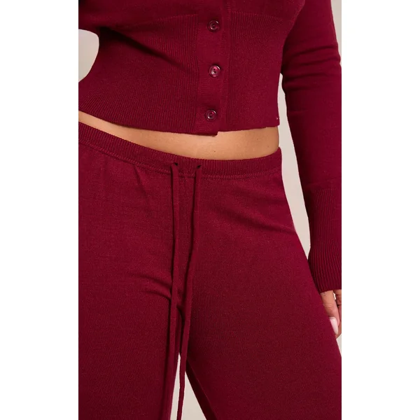 Rouge Vin Pantalon Taille Nouée En Maille Shape