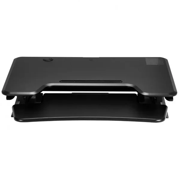 Réhausseur pour ordinateur assis-debout réglable en hauteur avec plateau de clavier rétractable, 90x60x11-43.5 cm, Noir