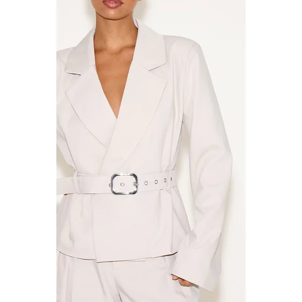 Sable Ensemble Coordonné Trench Court Ajusté En Tissu Tissé