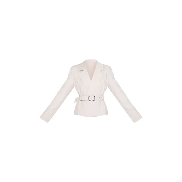 Sable Ensemble Coordonné Trench Court Ajusté En Tissu Tissé