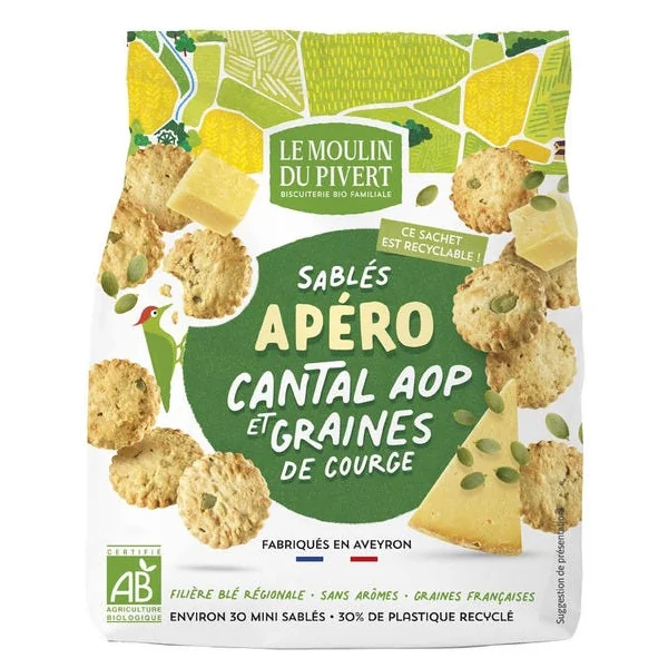 Sablés Cantal AOP et graines de courge 100g