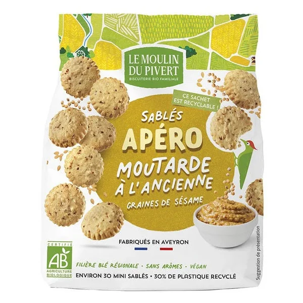 Sablés moutarde à l'ancienne et graines de sésame 100g