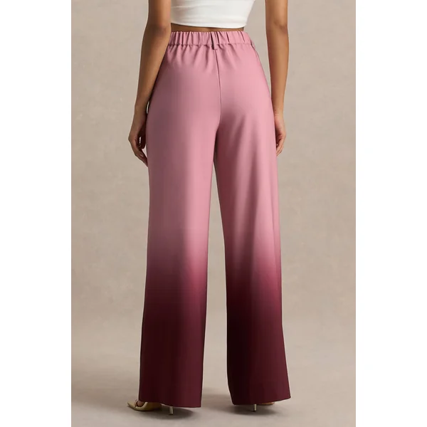 Safia | Pantalon large en satin dégradé cerise