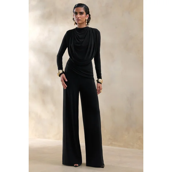 Safirra | Pantalon noir à jambes larges