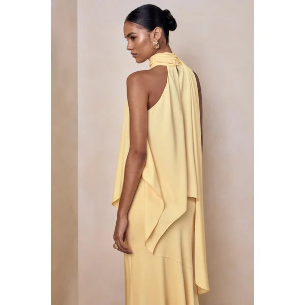 Sancelle | Haut dos-nu en satin mat citron