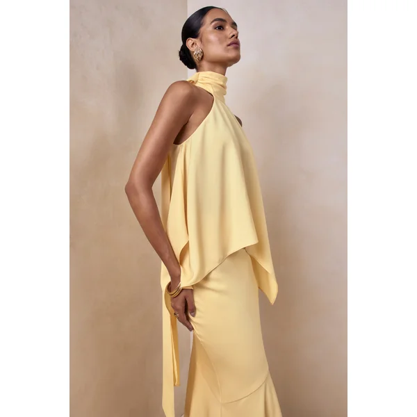 Sancelle | Haut dos-nu en satin mat citron