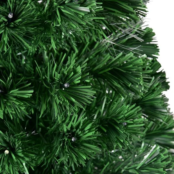 Sapin de Noël Artificiel 150 cm avec Lumières LED colorées et Pied Arbre de Noël en PVC plastique métal, Couleur vert