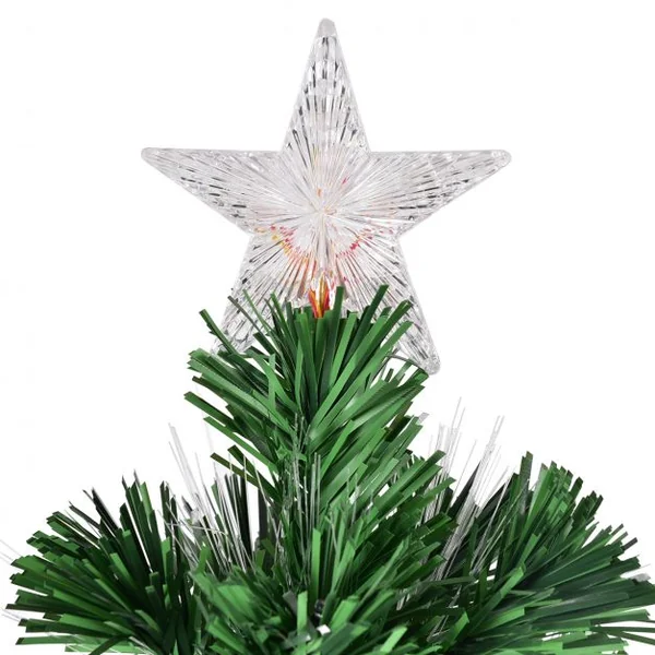 Sapin de Noël Artificiel 180 cm avec Lumières LED colorées et Pied Arbre de Noël en PVC plastique métal, Couleur vert