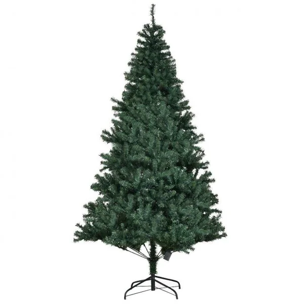Sapin de Noël Artificiel 180cm Arbre de Noël, Lumières LED multicolore, Pied en Métal 45cm, en PVC, Vert